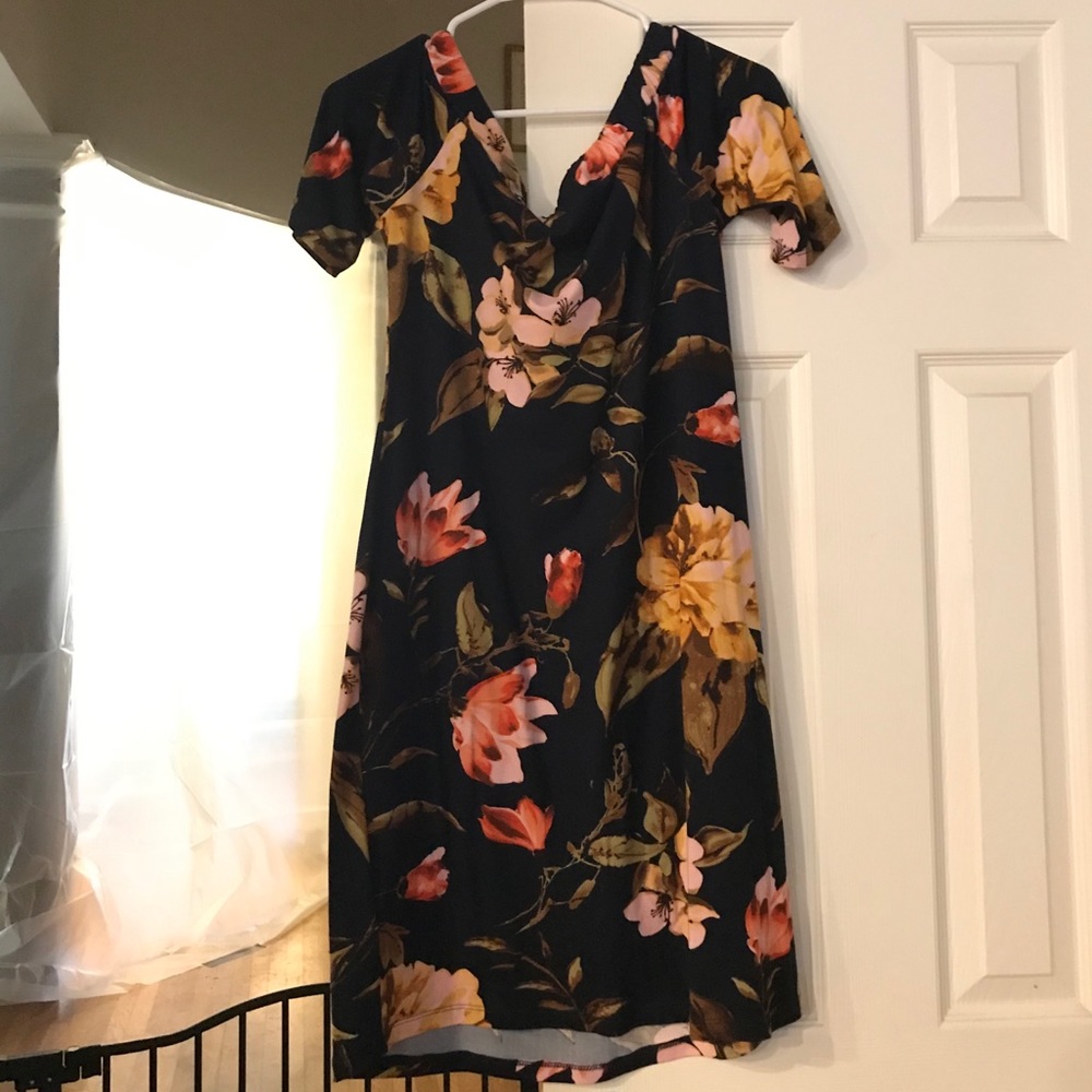 French grey maternity floral dress